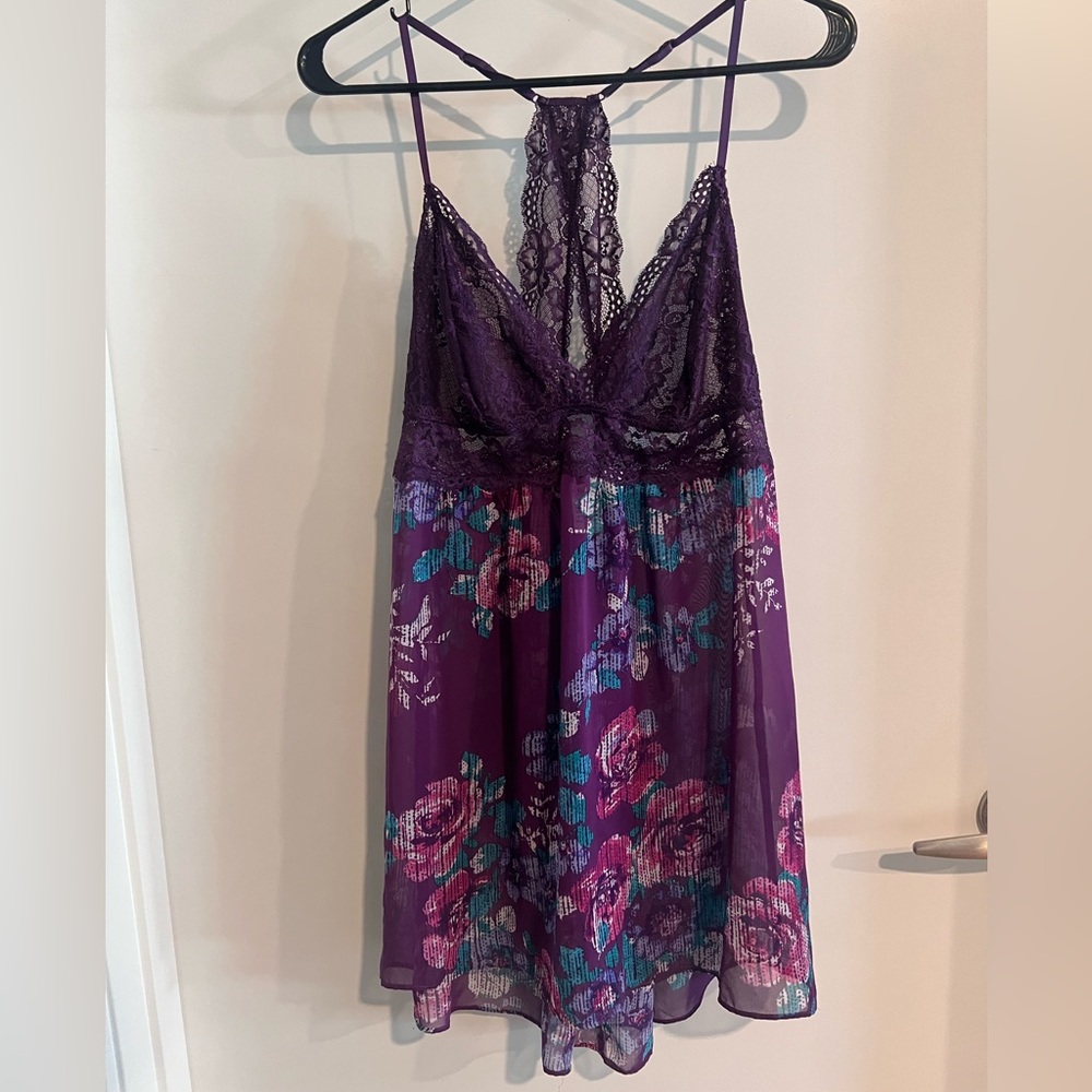 Linea Donatella Deep Purple Lace Slip Sleepwear